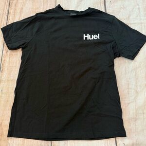 Huel Adult Small Shirt Black Short Sleeve Spell Out Logo Gym Workout Fitness